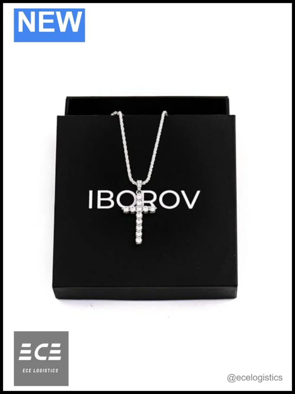 Moissanite Cross Pendant Necklace 925 Sterling Silver Crucifix Jewelry Gift